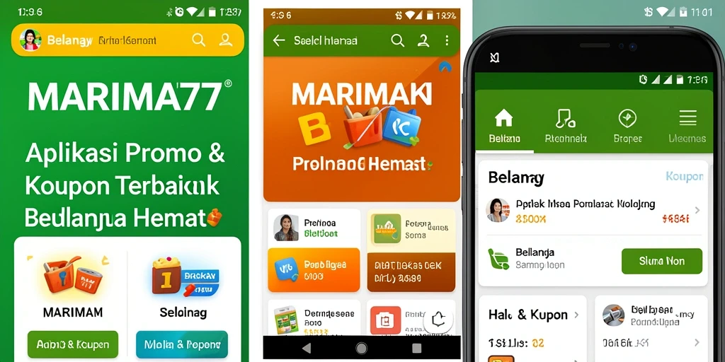 Tampilan antarmuka aplikasi MARIMA77 dengan promo menarik.