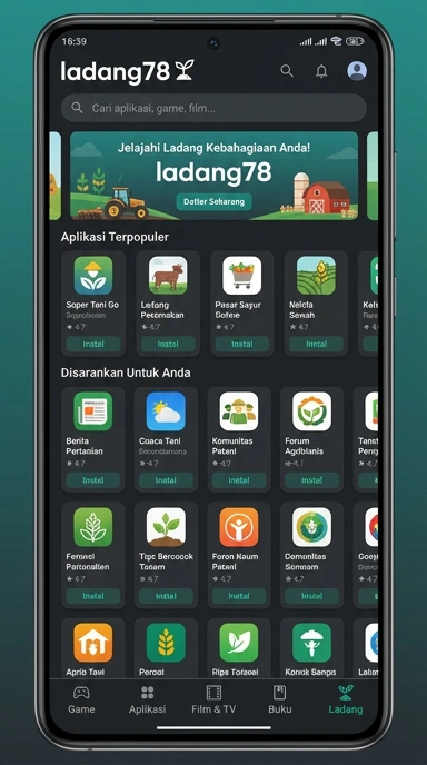Tampilan katalog aplikasi ladang78