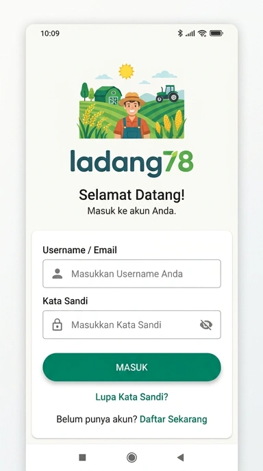 Tampilan halaman login ladang78